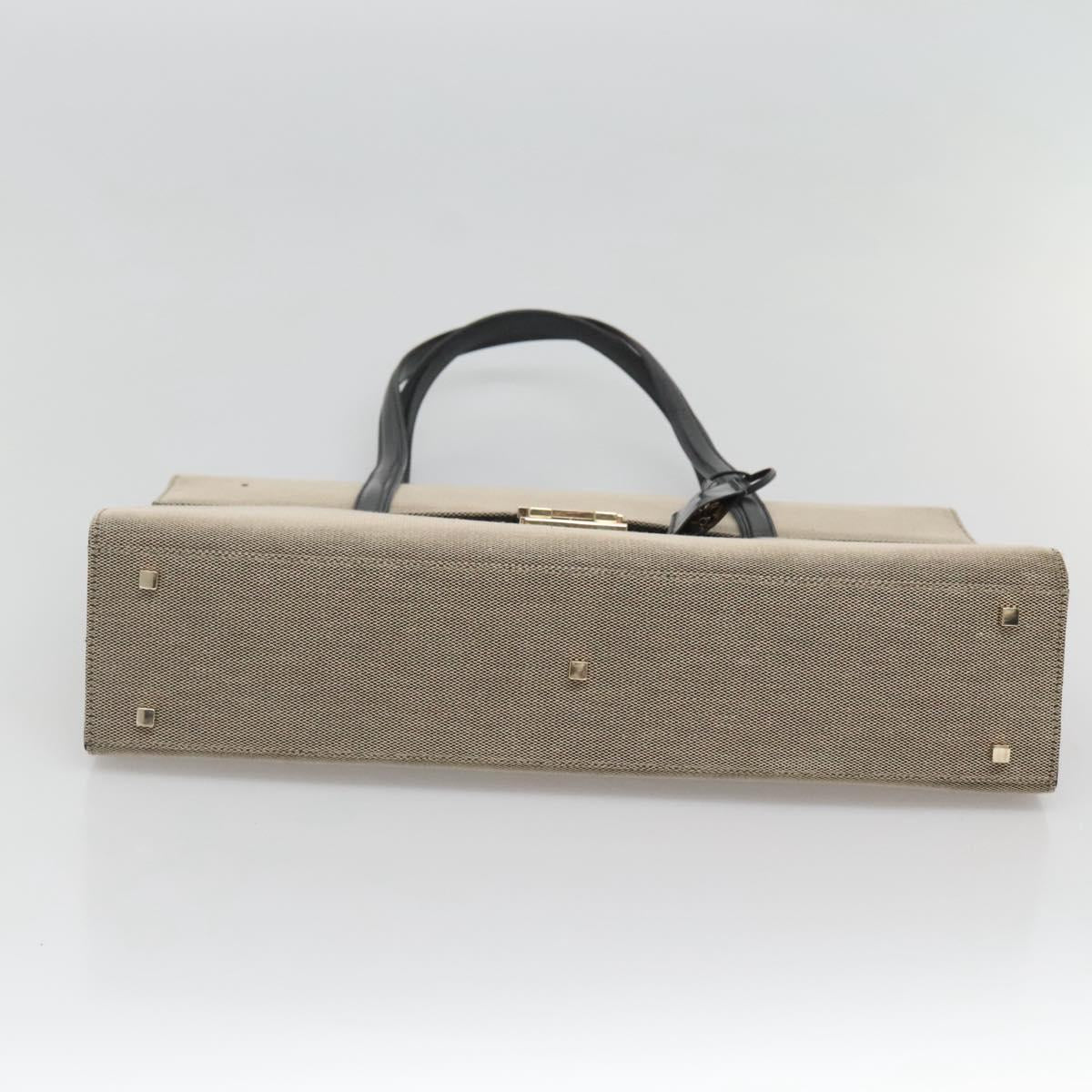 GUCCI Hand Bag Canvas Beige Gold Auth bs25071