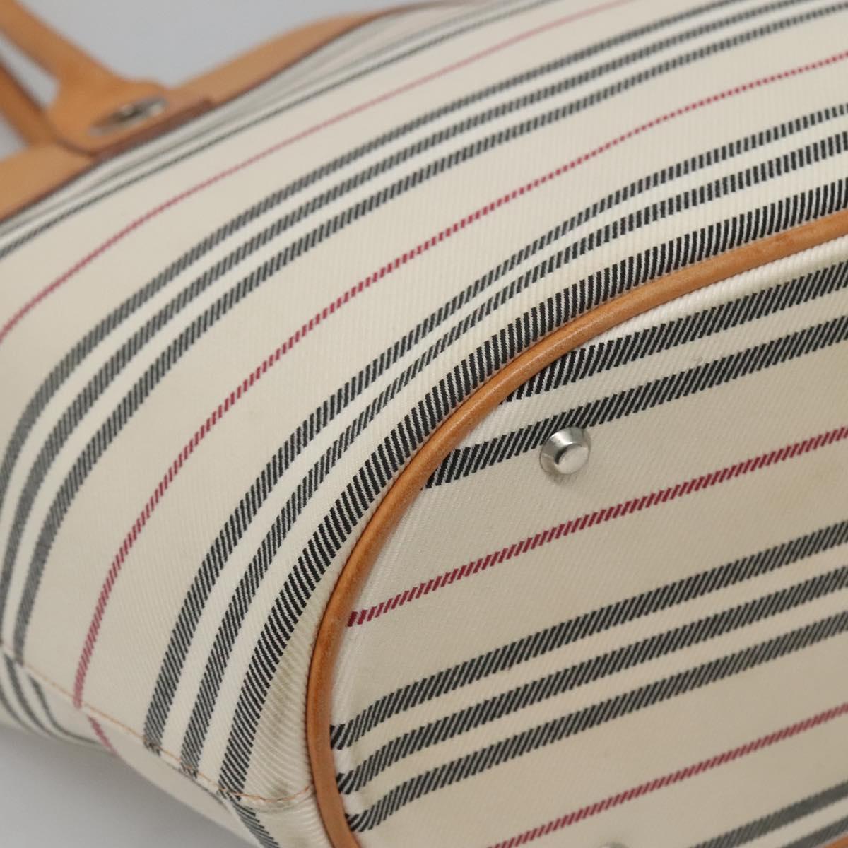 BURBERRY Shoulder Bag Canvas White Silver Auth bs25096