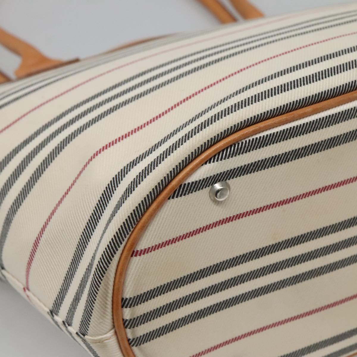 BURBERRY Shoulder Bag Canvas White Silver Auth bs25096