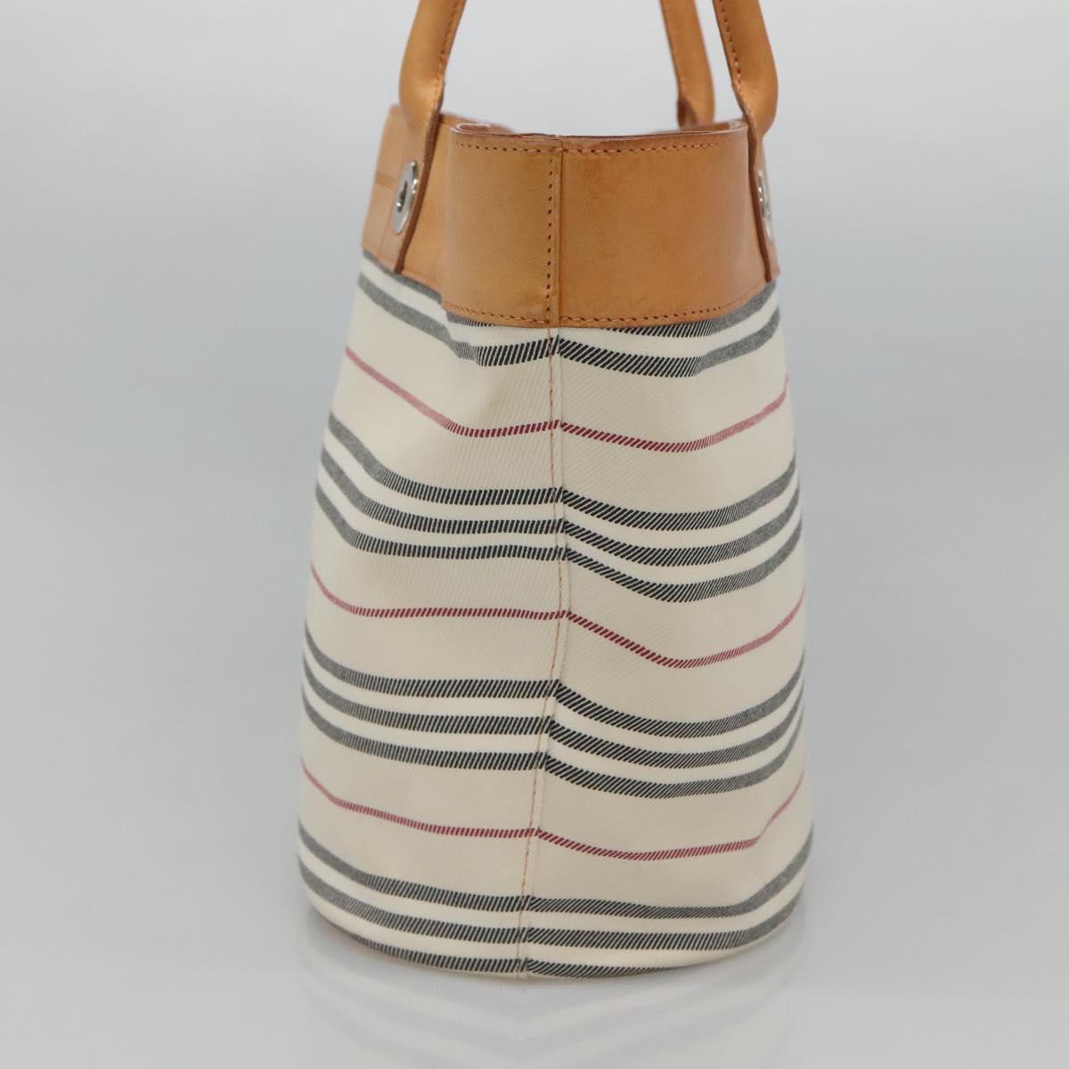 BURBERRY Shoulder Bag Canvas White Silver Auth bs25096