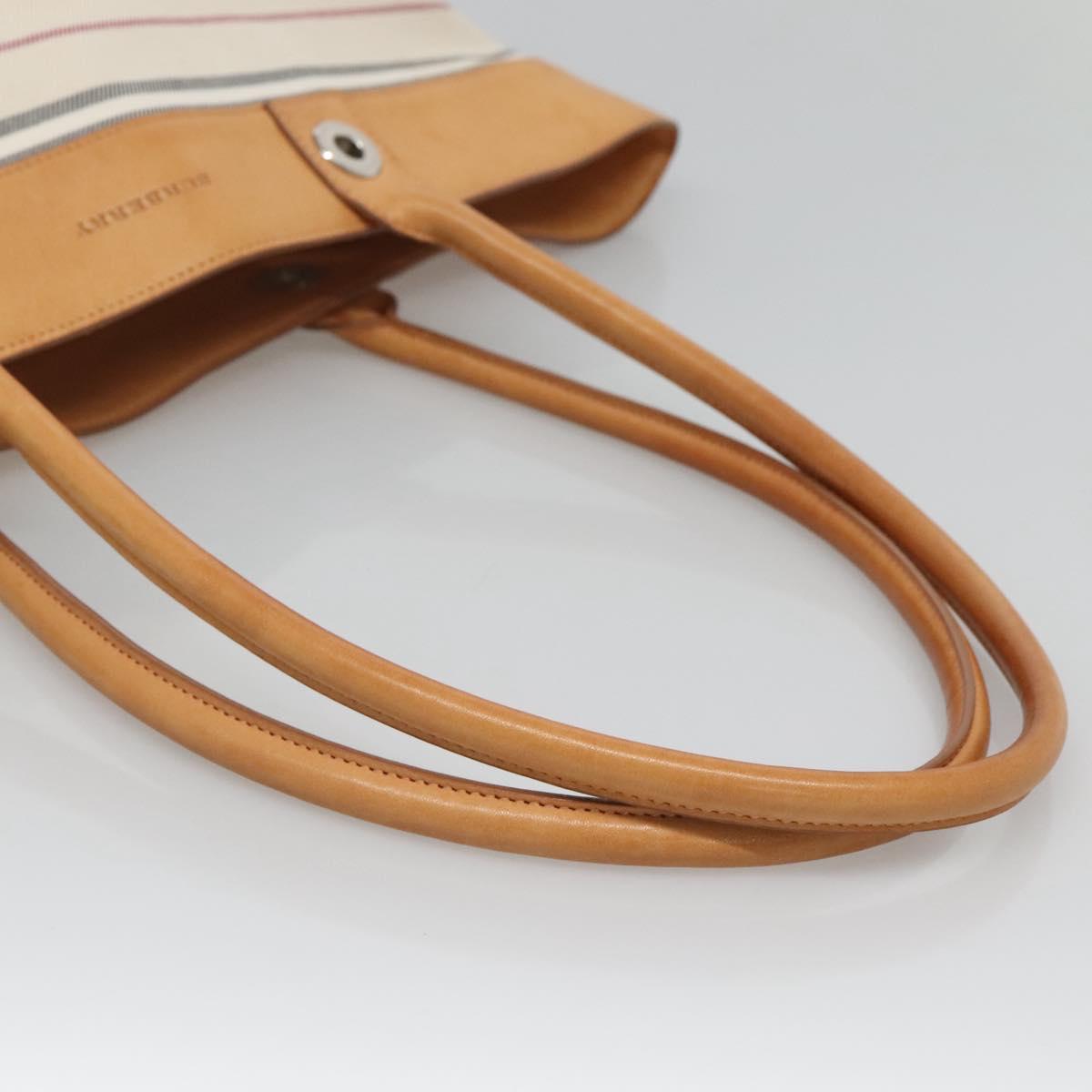 BURBERRY Shoulder Bag Canvas White Silver Auth bs25096