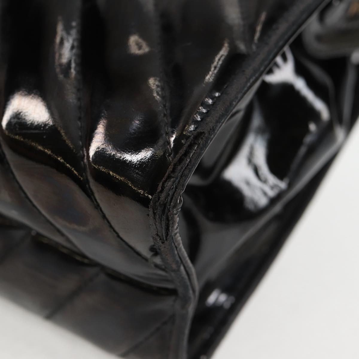 CHANEL V Stitch Shoulder Bag Enamel Black CC Auth bs25102