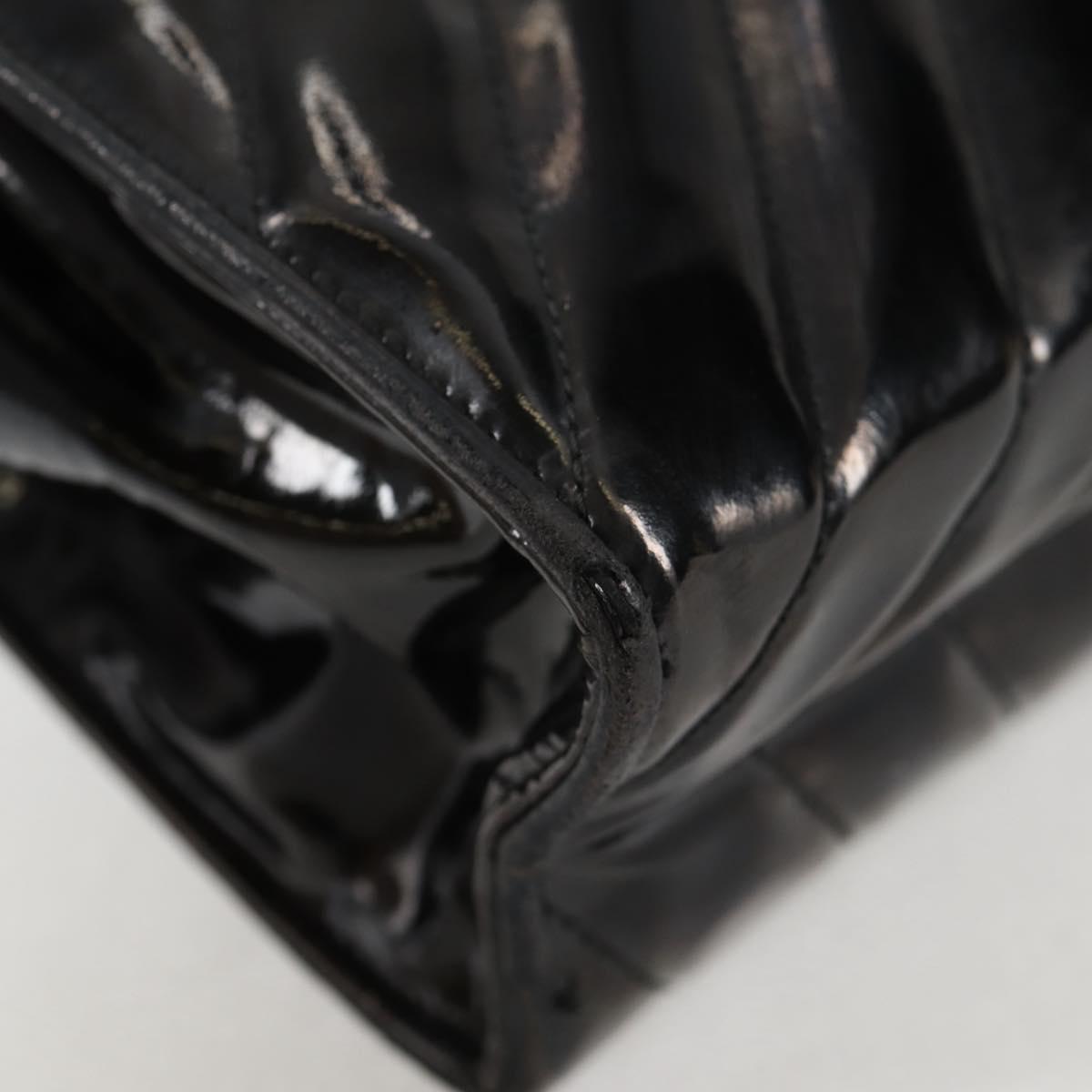 CHANEL V Stitch Shoulder Bag Enamel Black CC Auth bs25102