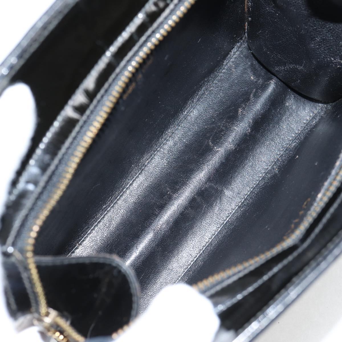 CHANEL V Stitch Shoulder Bag Enamel Black CC Auth bs25102