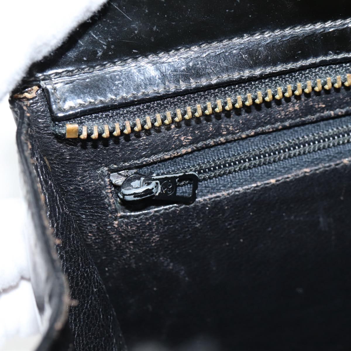 CHANEL V Stitch Shoulder Bag Enamel Black CC Auth bs25102