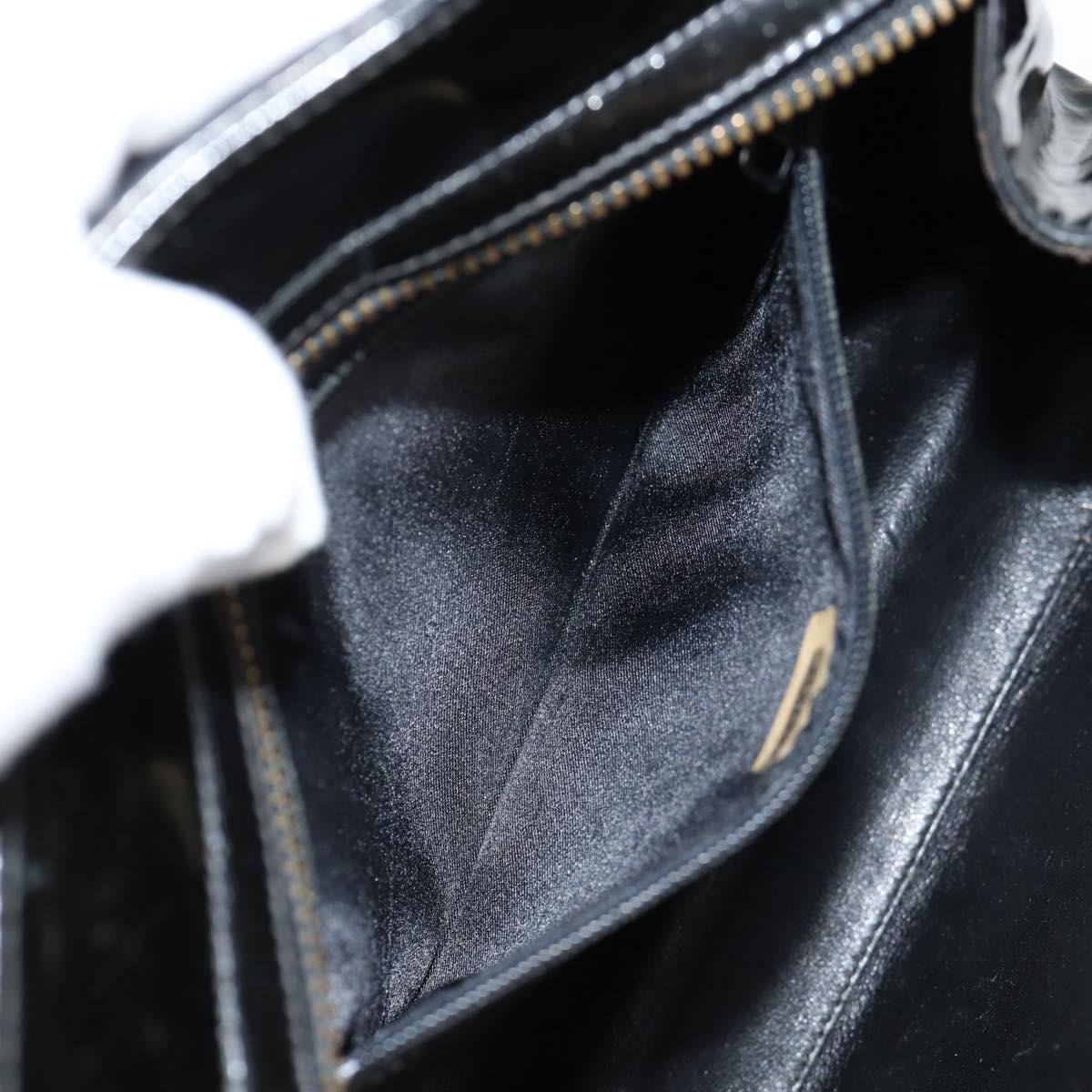 CHANEL V Stitch Shoulder Bag Enamel Black CC Auth bs25102