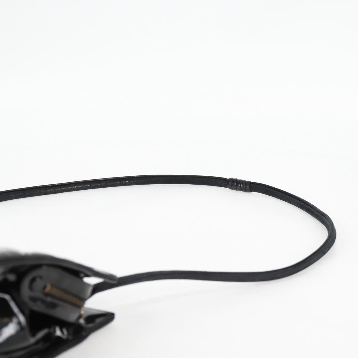 CHANEL V Stitch Shoulder Bag Enamel Black CC Auth bs25102