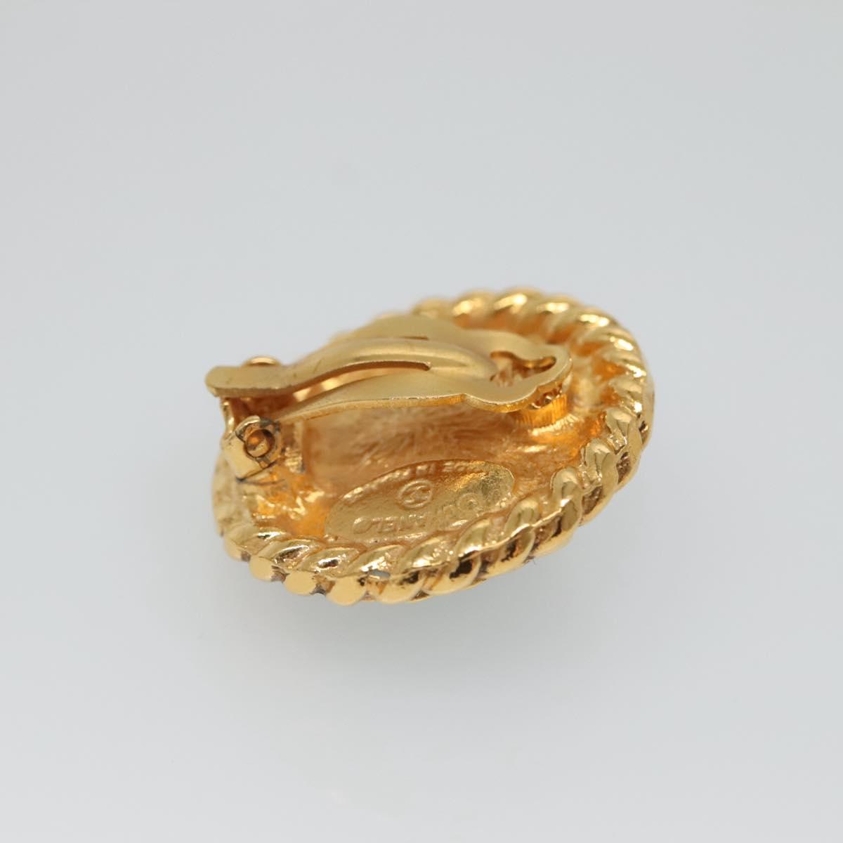CHANEL Earring metal Gold CC Auth bs25107
