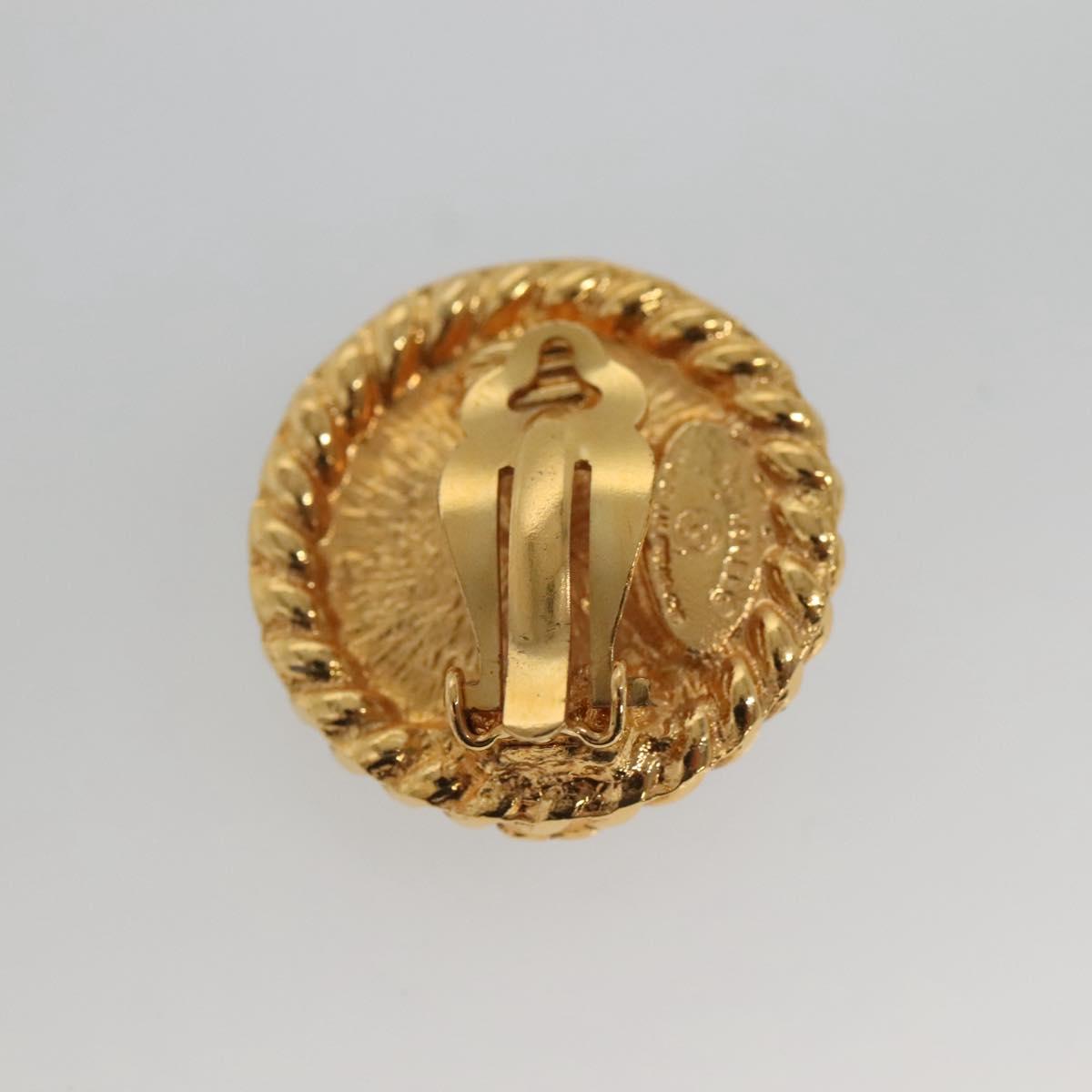 CHANEL Earring metal Gold CC Auth bs25107