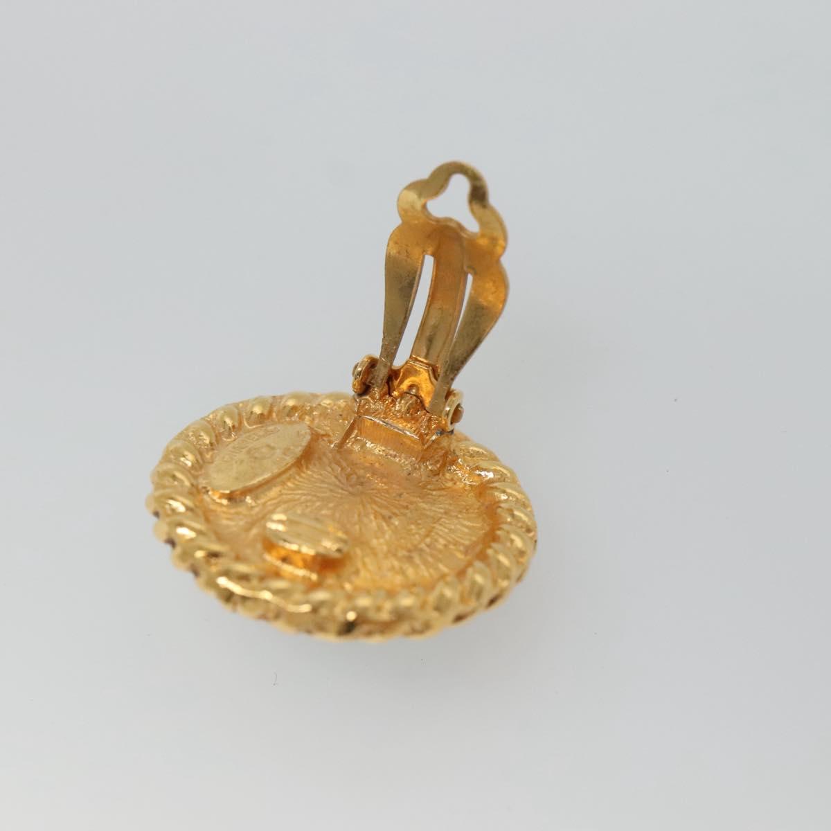 CHANEL Earring metal Gold CC Auth bs25107