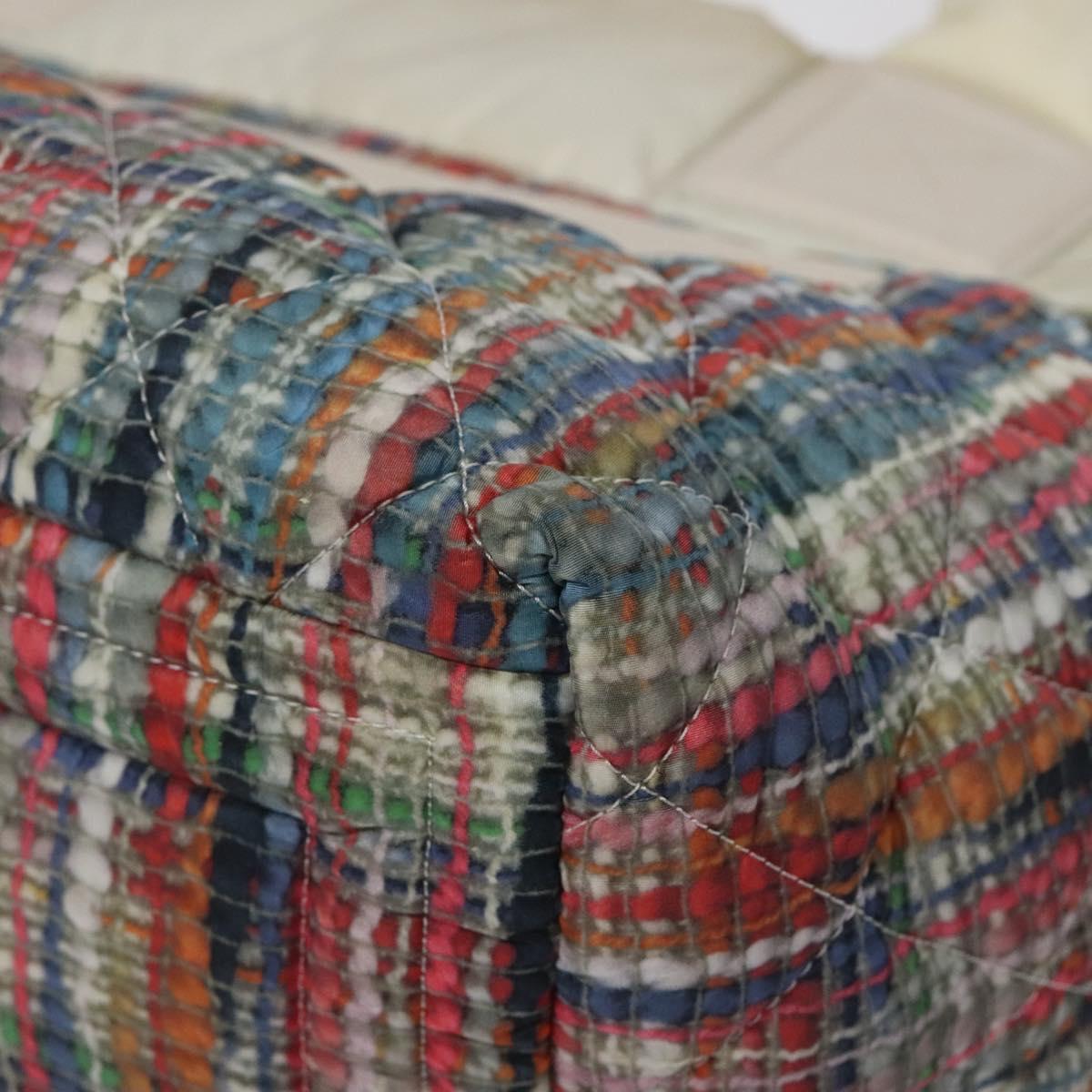 CHANEL Coco Cocoon PM Hand Bag Nylon White Multicolor Silver CC Auth bs25111