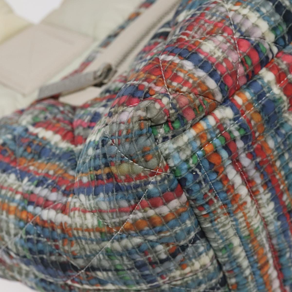 CHANEL Coco Cocoon PM Hand Bag Nylon White Multicolor Silver CC Auth bs25111