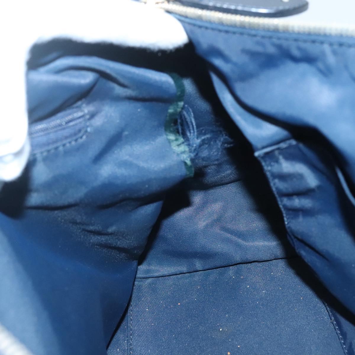 Christian Dior Trotter Canvas Boston Bag Navy Gold Auth bs25120