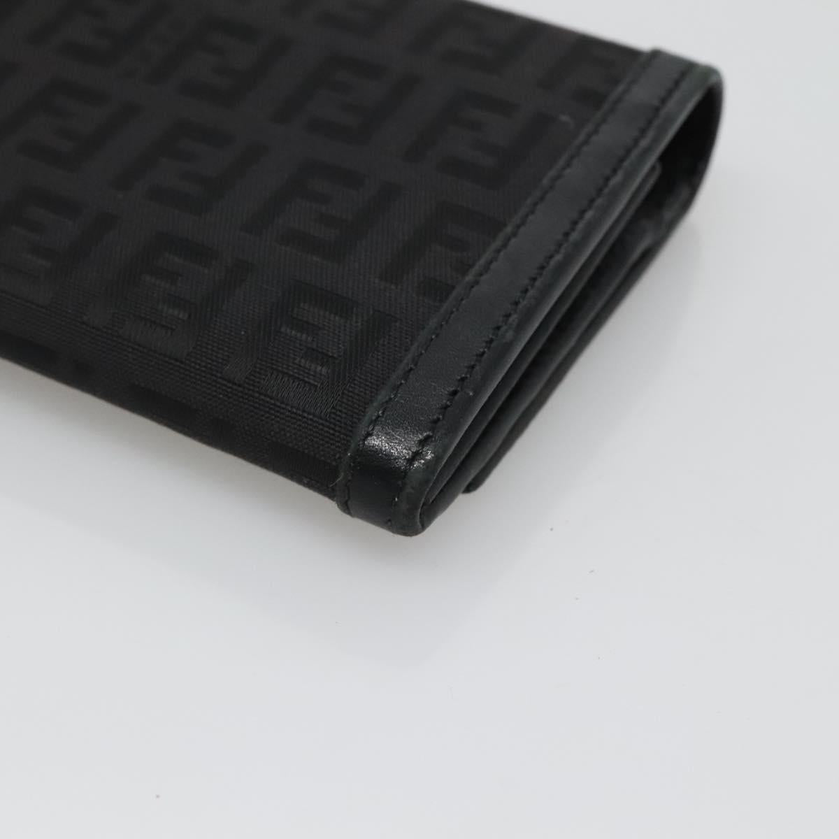 FENDI Zucchino Canvas Long Wallet Black Auth bs25132
