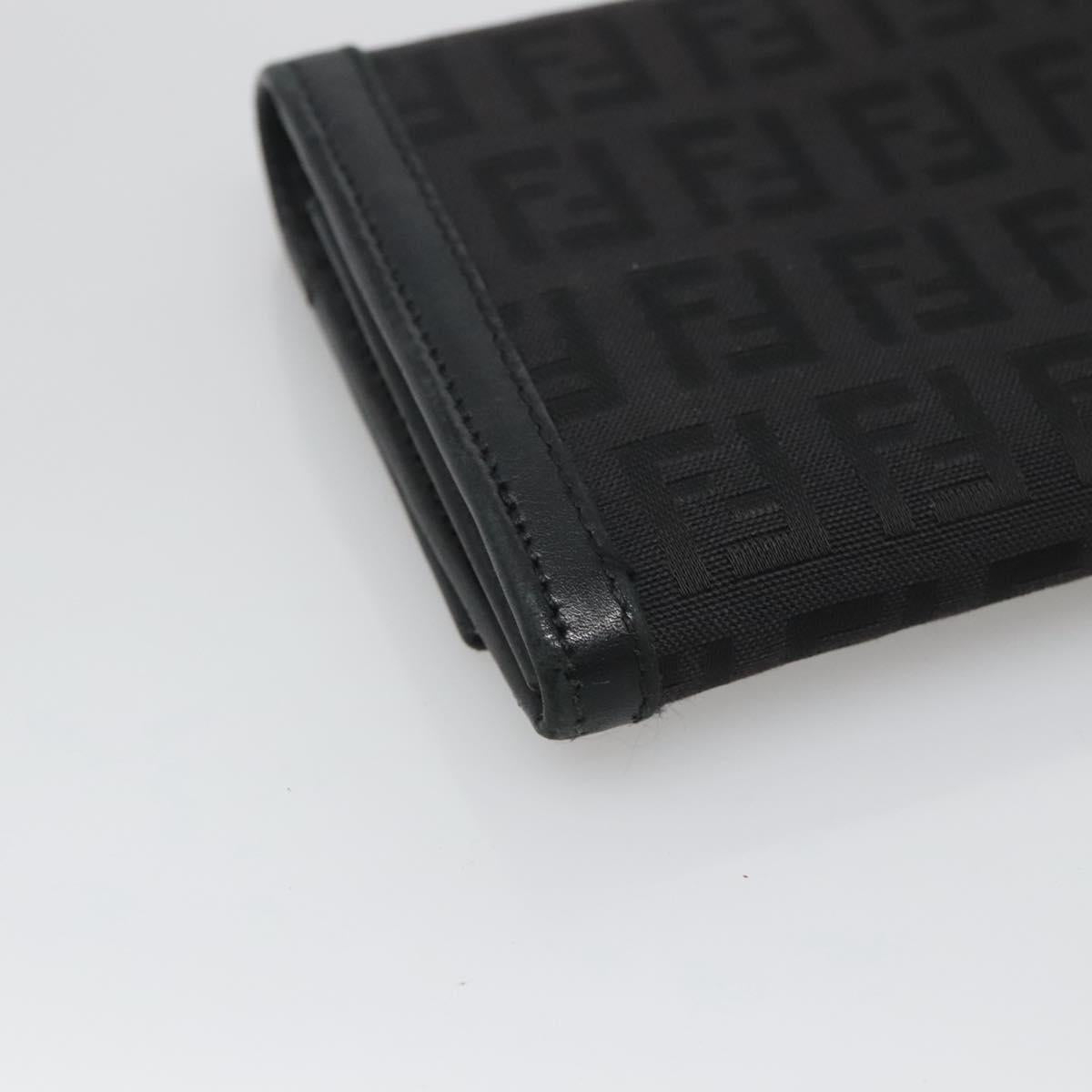 FENDI Zucchino Canvas Long Wallet Black Auth bs25132