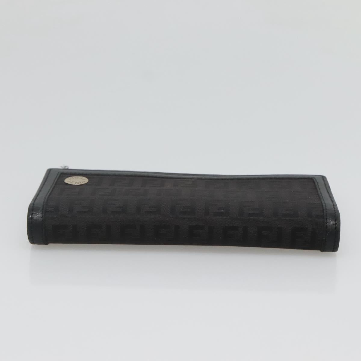 FENDI Zucchino Canvas Long Wallet Black Auth bs25132