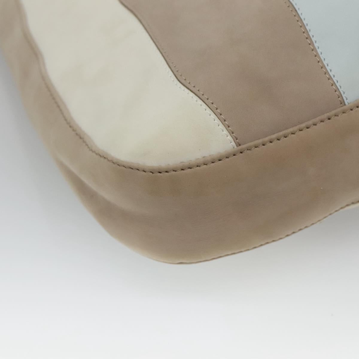 BOTTEGA VENETA Shoulder Bag Leather Beige Silver Auth bs25133