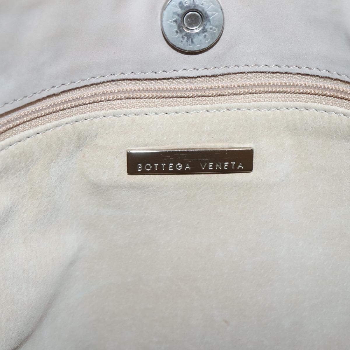 BOTTEGA VENETA Shoulder Bag Leather Beige Silver Auth bs25133