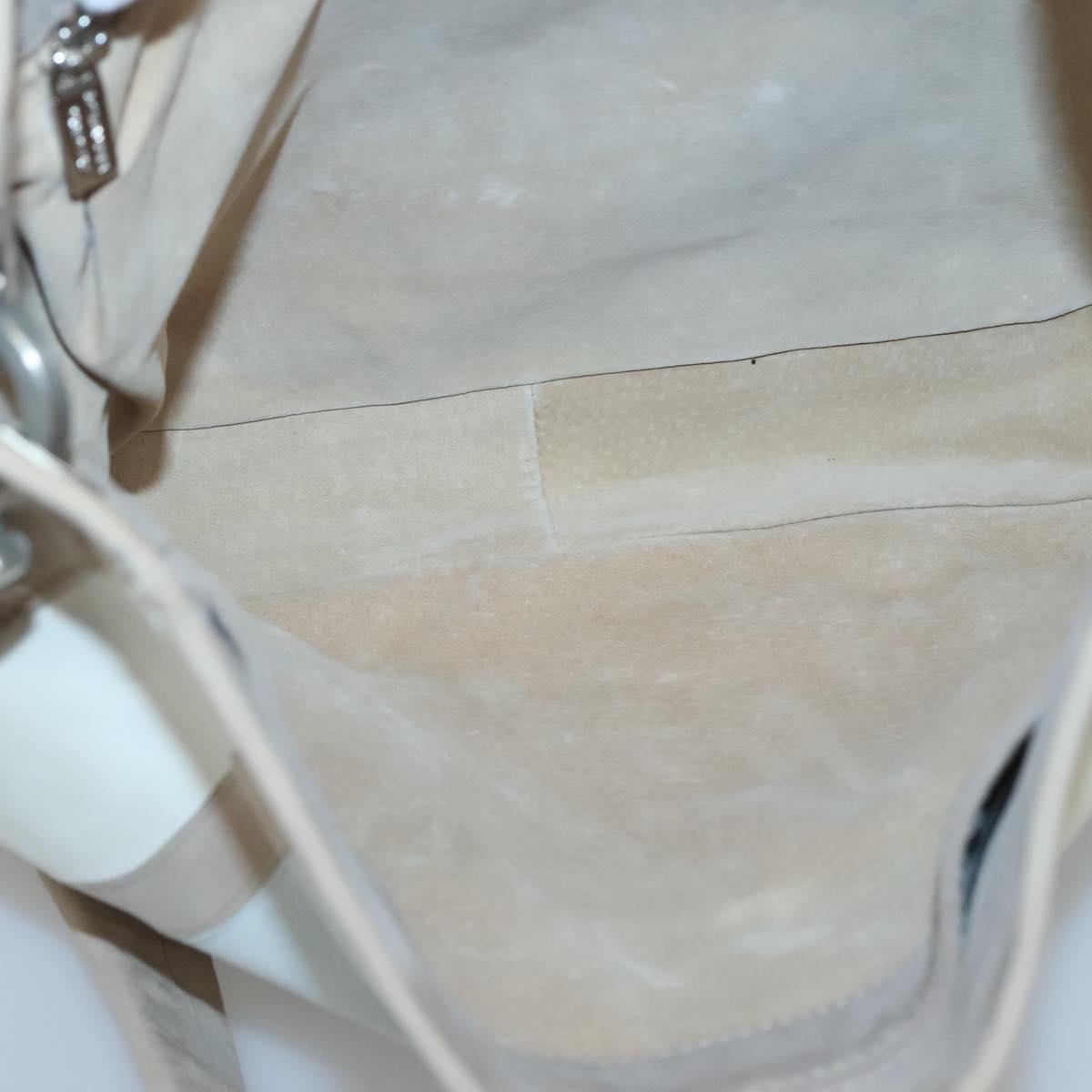 BOTTEGA VENETA Shoulder Bag Leather Beige Silver Auth bs25133