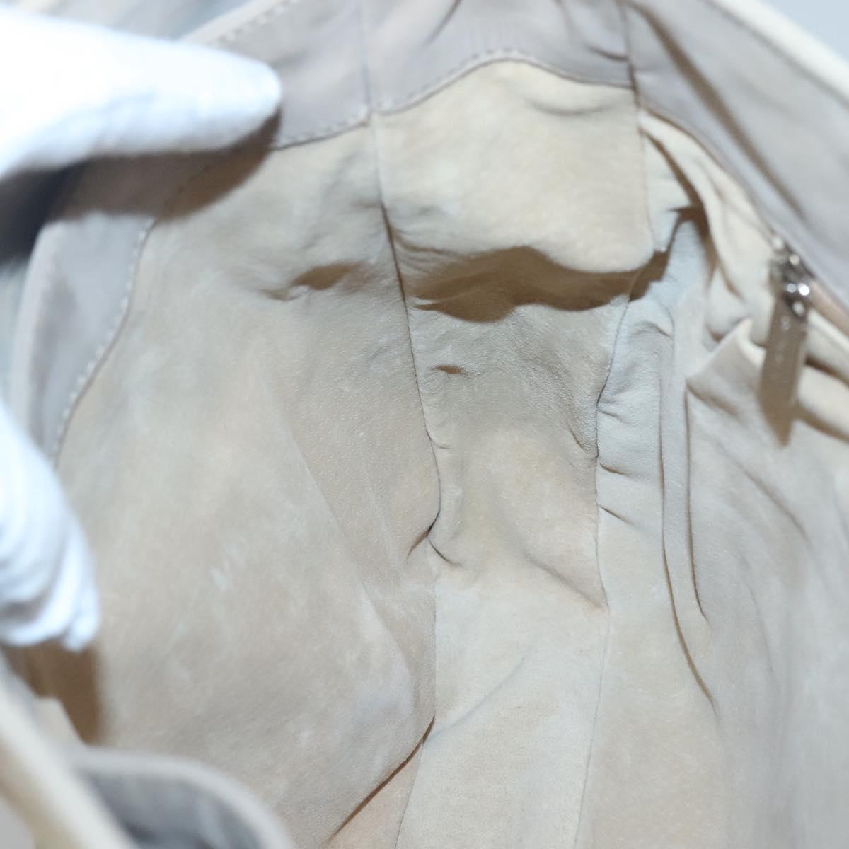 BOTTEGA VENETA Shoulder Bag Leather Beige Silver Auth bs25133