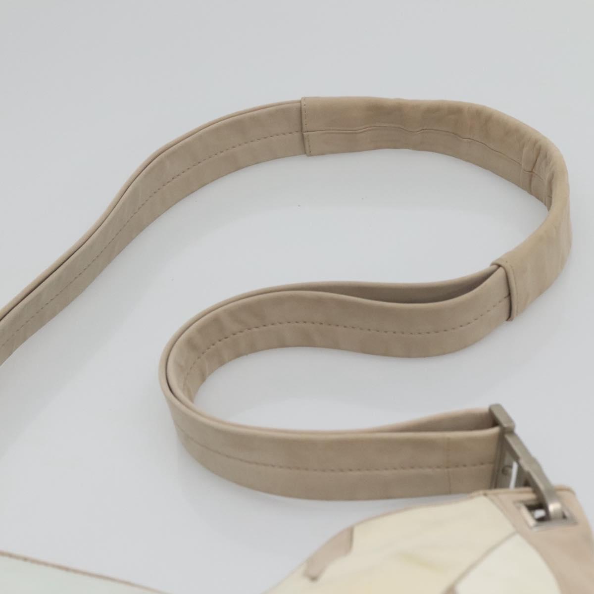 BOTTEGA VENETA Shoulder Bag Leather Beige Silver Auth bs25133