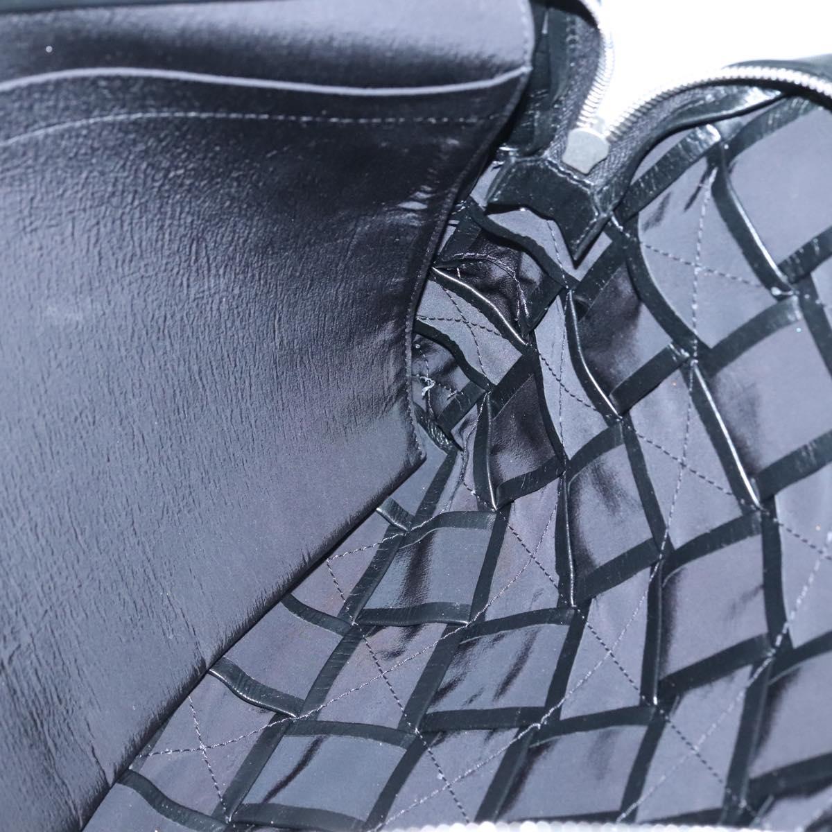 BOTTEGA VENETA Maxi INTRECCIATO Clutch Bag Leather Black Silver Auth bs25134