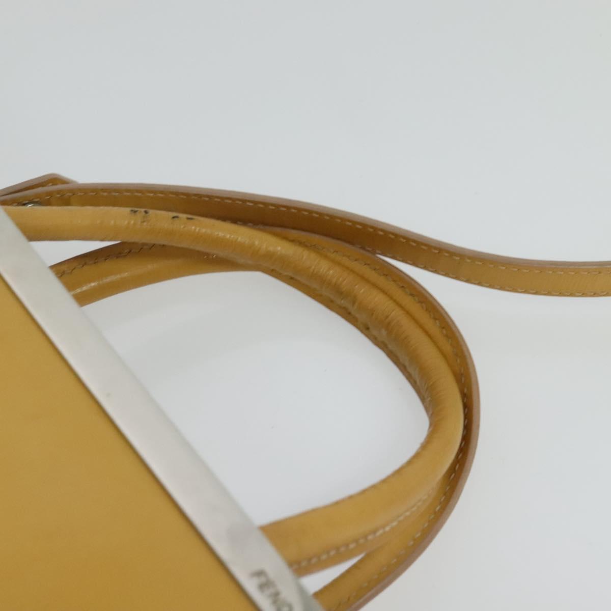FENDI Hand Bag Leather 2way Yellow Silver Auth bs25136