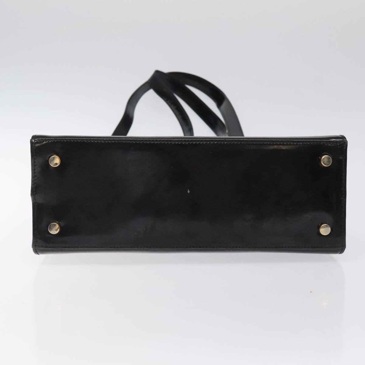 Salvatore Ferragamo Shoulder Bag Enamel Black Gold Auth bs25142