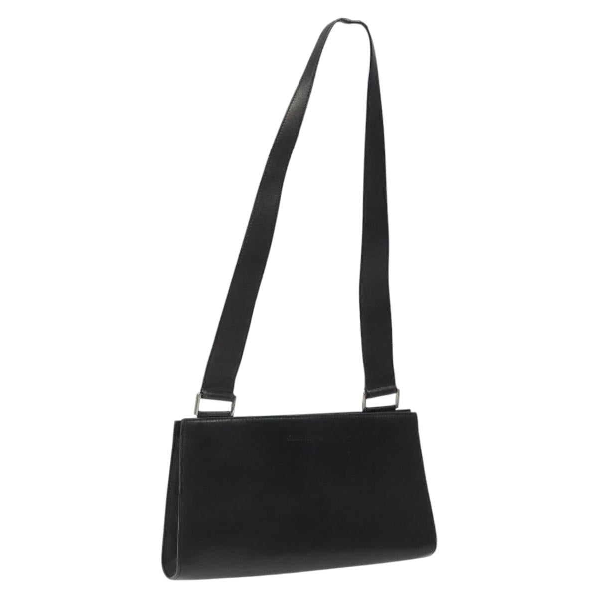 Salvatore Ferragamo Shoulder Bag Leather Black Silver Auth bs25143