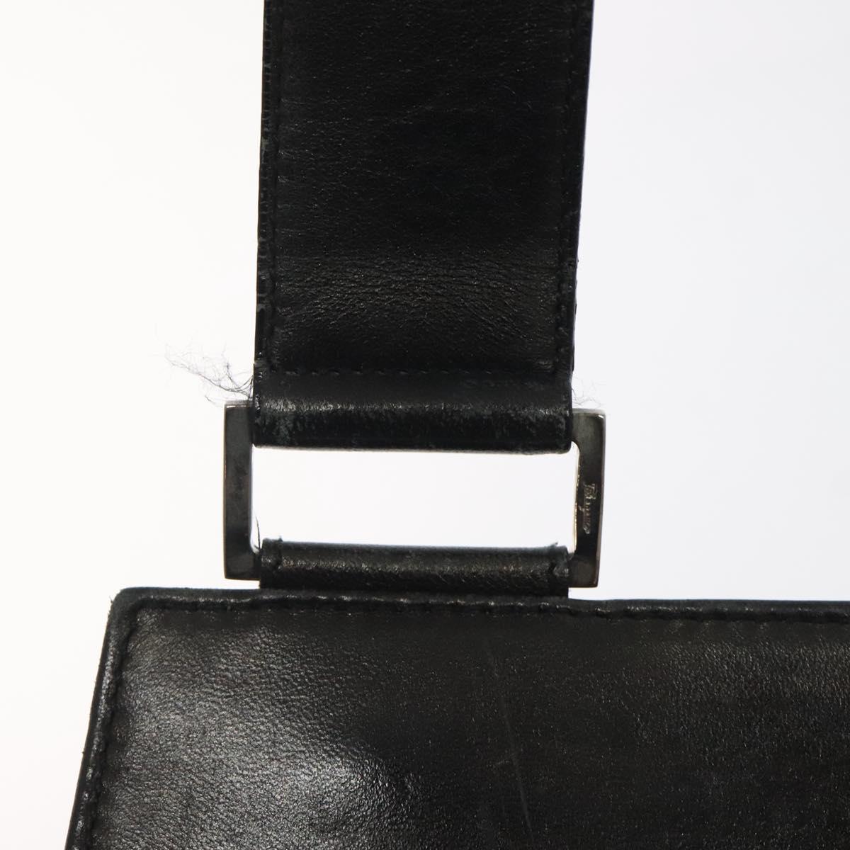 Salvatore Ferragamo Shoulder Bag Leather Black Silver Auth bs25143