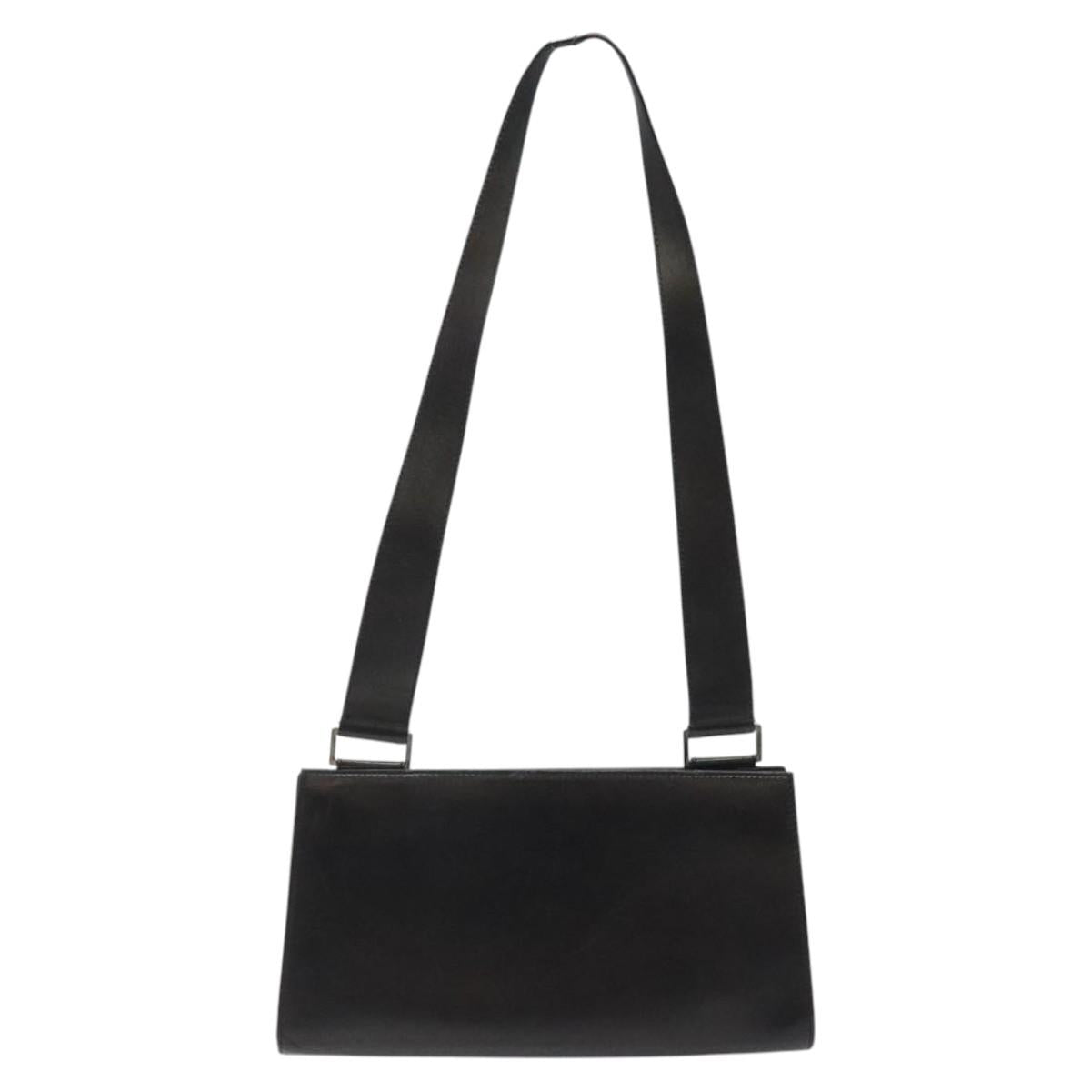 Salvatore Ferragamo Shoulder Bag Leather Black Silver Auth bs25143