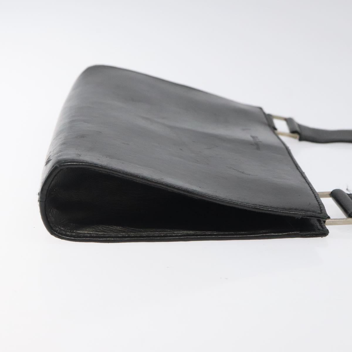 Salvatore Ferragamo Shoulder Bag Leather Black Silver Auth bs25143
