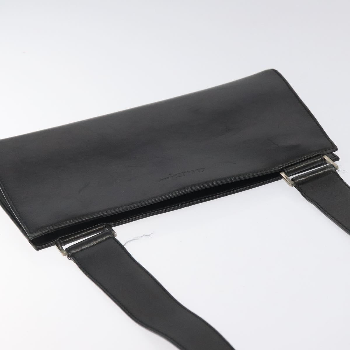 Salvatore Ferragamo Shoulder Bag Leather Black Silver Auth bs25143