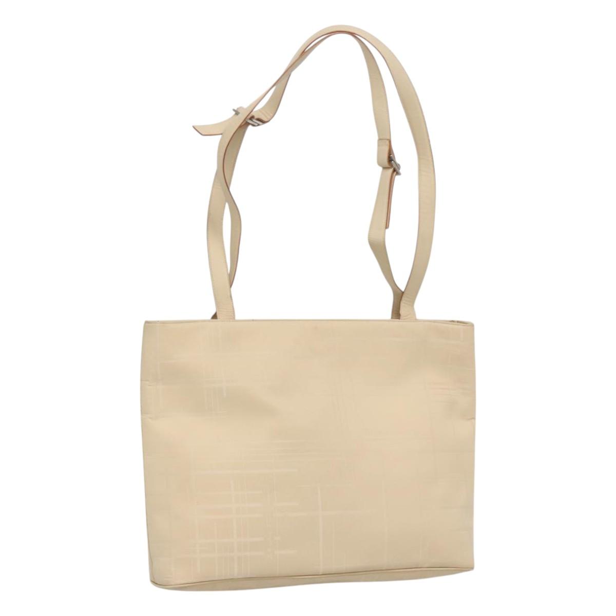 Salvatore Ferragamo Shoulder Bag Canvas Beige Silver Auth bs25144