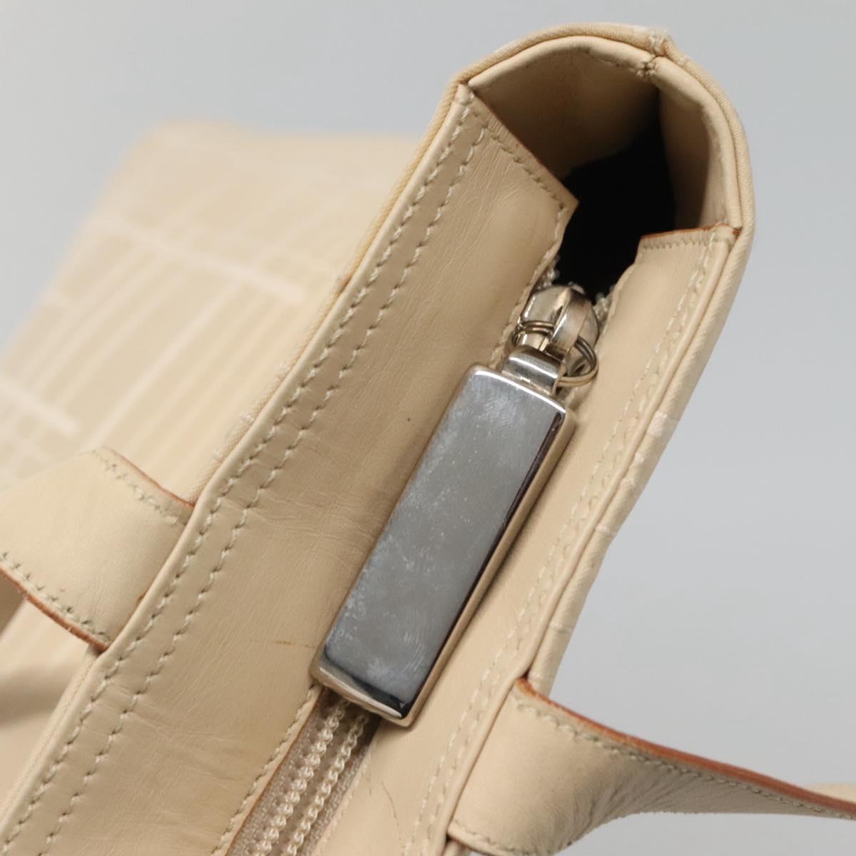 Salvatore Ferragamo Shoulder Bag Canvas Beige Silver Auth bs25144