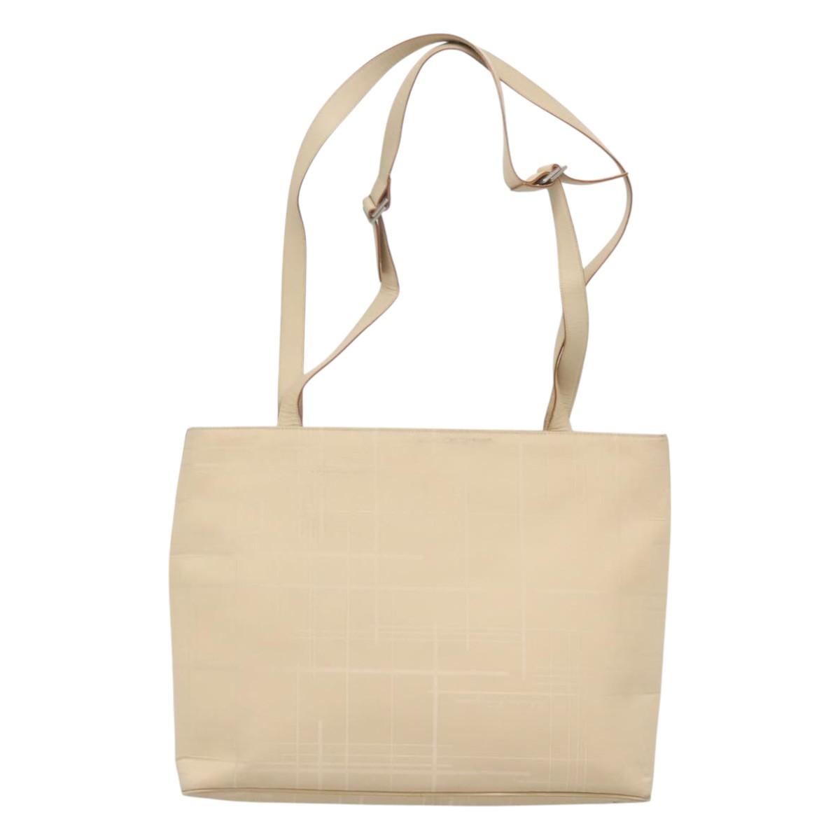 Salvatore Ferragamo Shoulder Bag Canvas Beige Silver Auth bs25144