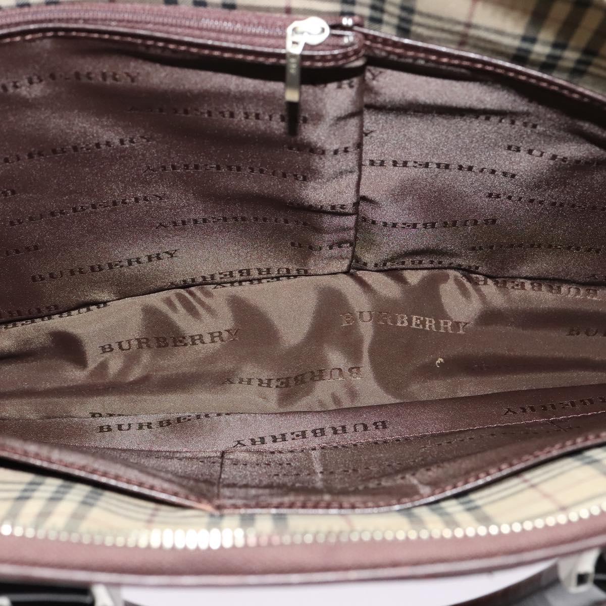 BURBERRY Hand Bag Nylon 2way Brown Silver Auth bs25146