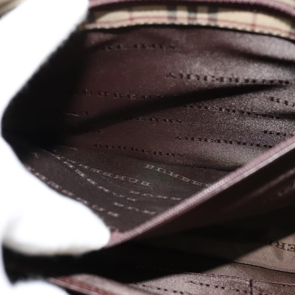 BURBERRY Hand Bag Nylon 2way Brown Silver Auth bs25146