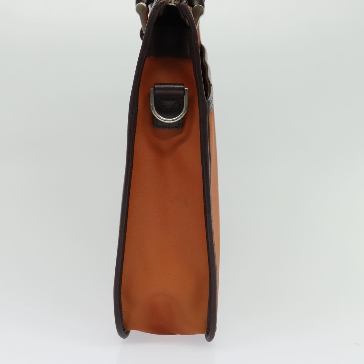 BURBERRY Hand Bag Nylon 2way Brown Silver Auth bs25146