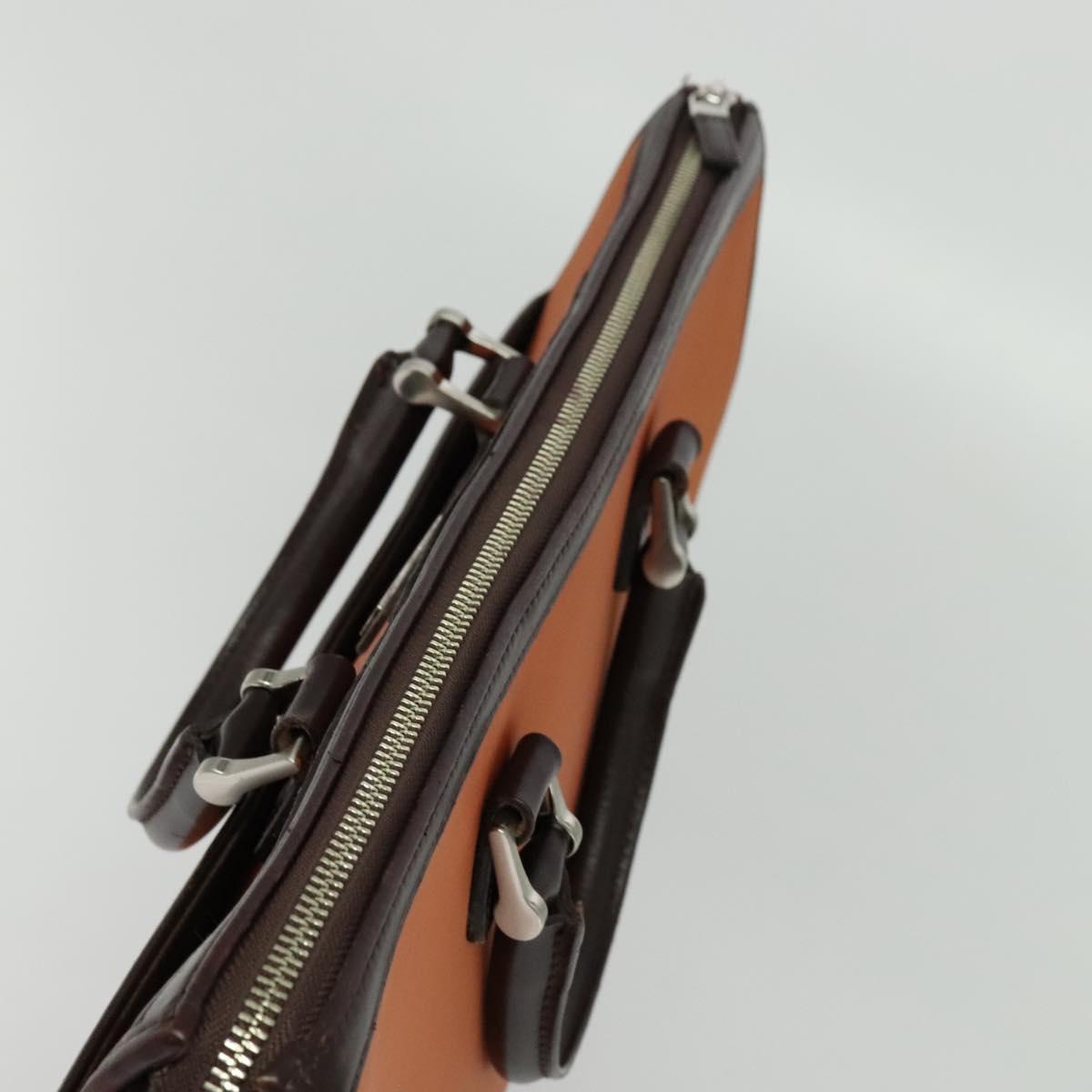 BURBERRY Hand Bag Nylon 2way Brown Silver Auth bs25146