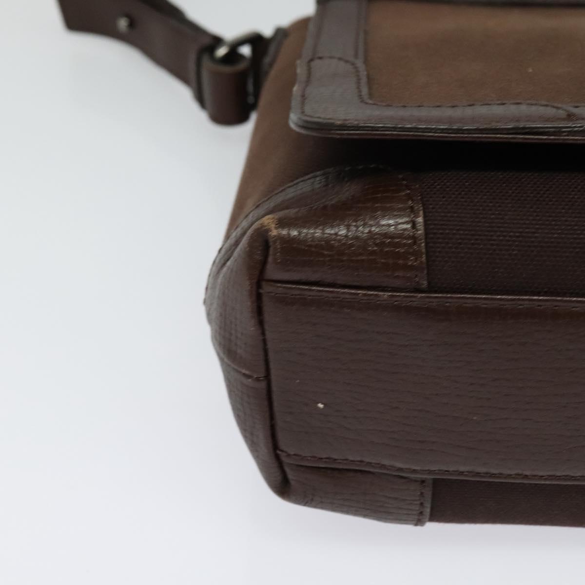 BURBERRY Shoulder Bag Canvas Brown Silver Auth bs25147