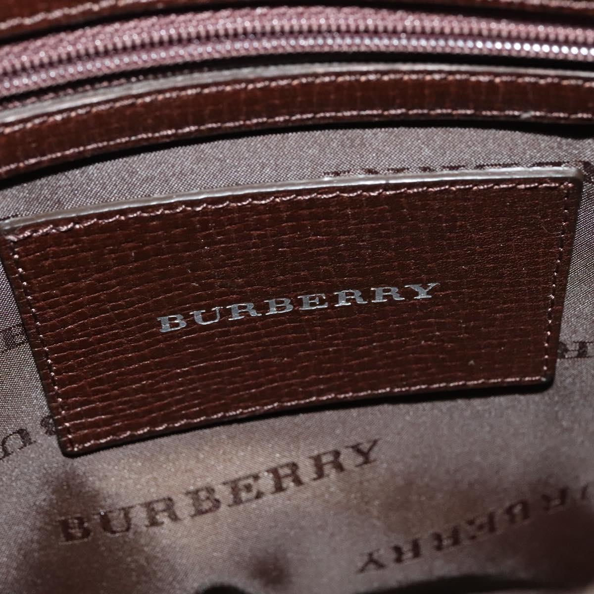 BURBERRY Shoulder Bag Canvas Brown Silver Auth bs25147