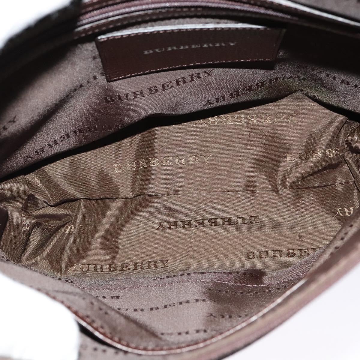 BURBERRY Shoulder Bag Canvas Brown Silver Auth bs25147