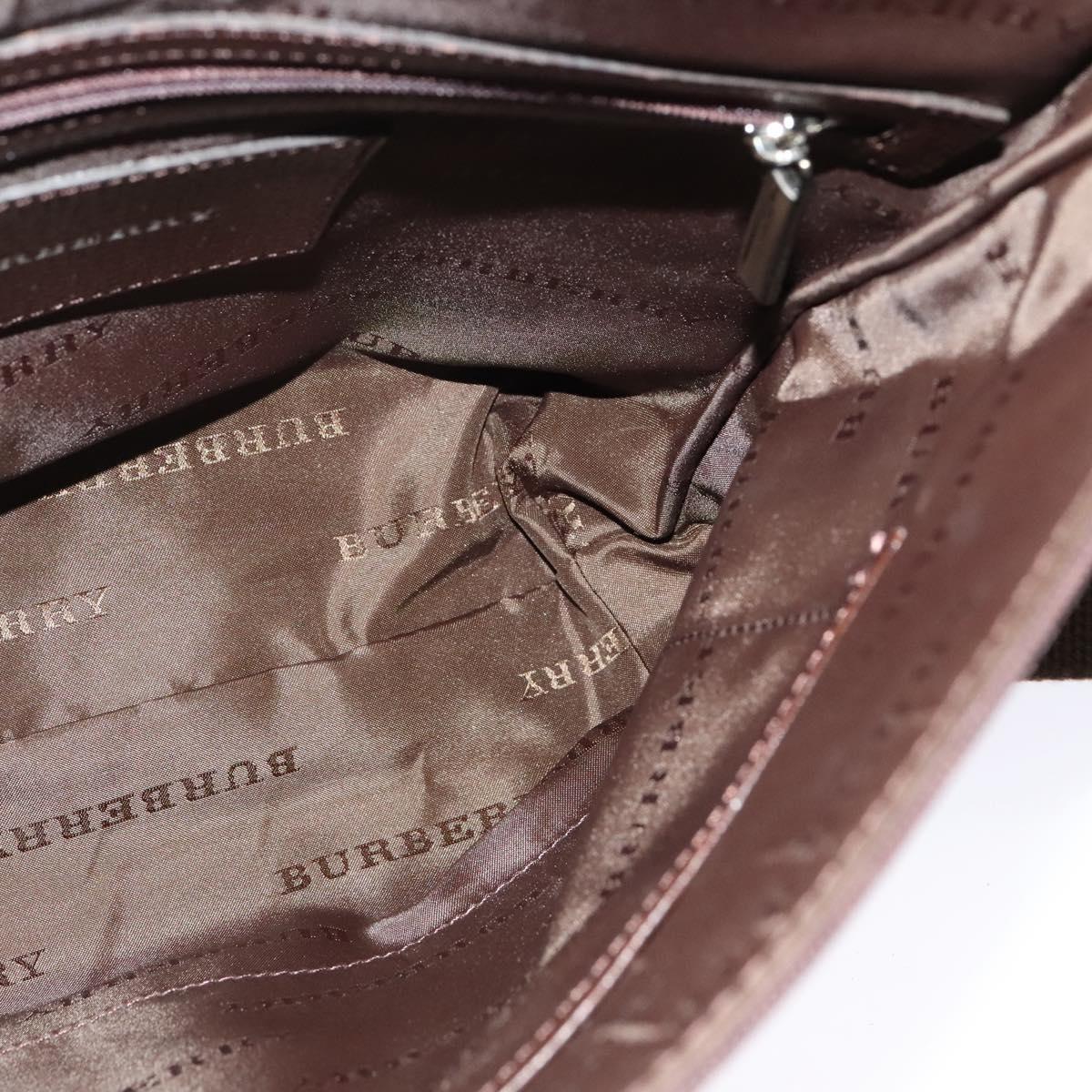 BURBERRY Shoulder Bag Canvas Brown Silver Auth bs25147