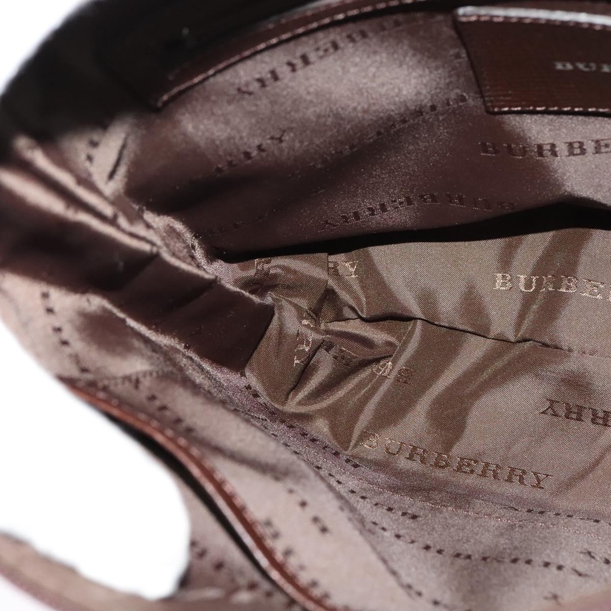 BURBERRY Shoulder Bag Canvas Brown Silver Auth bs25147
