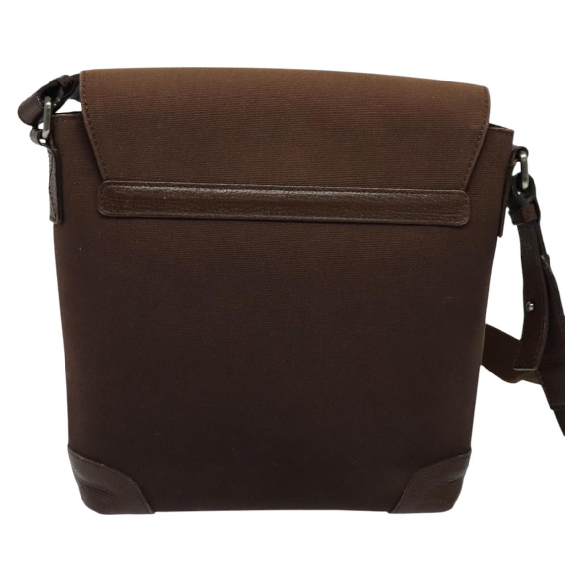 BURBERRY Shoulder Bag Canvas Brown Silver Auth bs25147