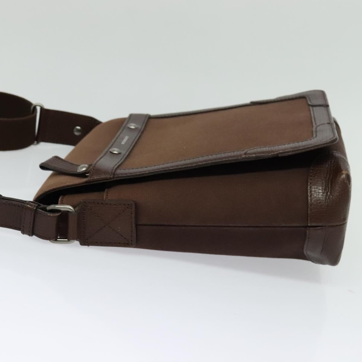 BURBERRY Shoulder Bag Canvas Brown Silver Auth bs25147