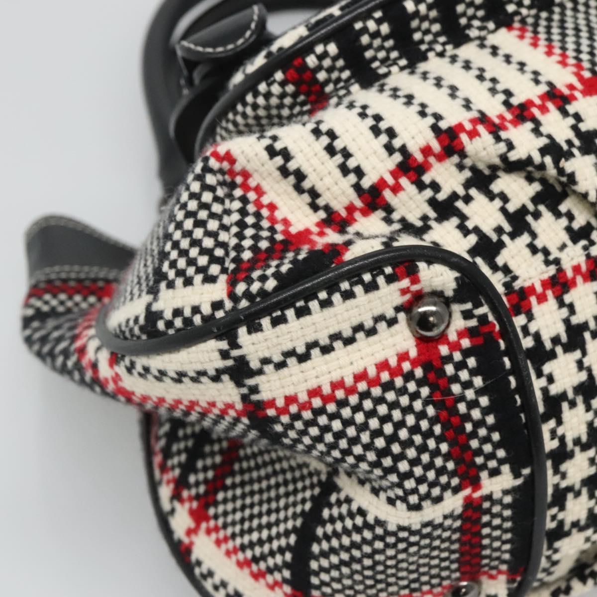 BURBERRY Nova Check Blue Label Hand Bag Wool Black Auth bs25149