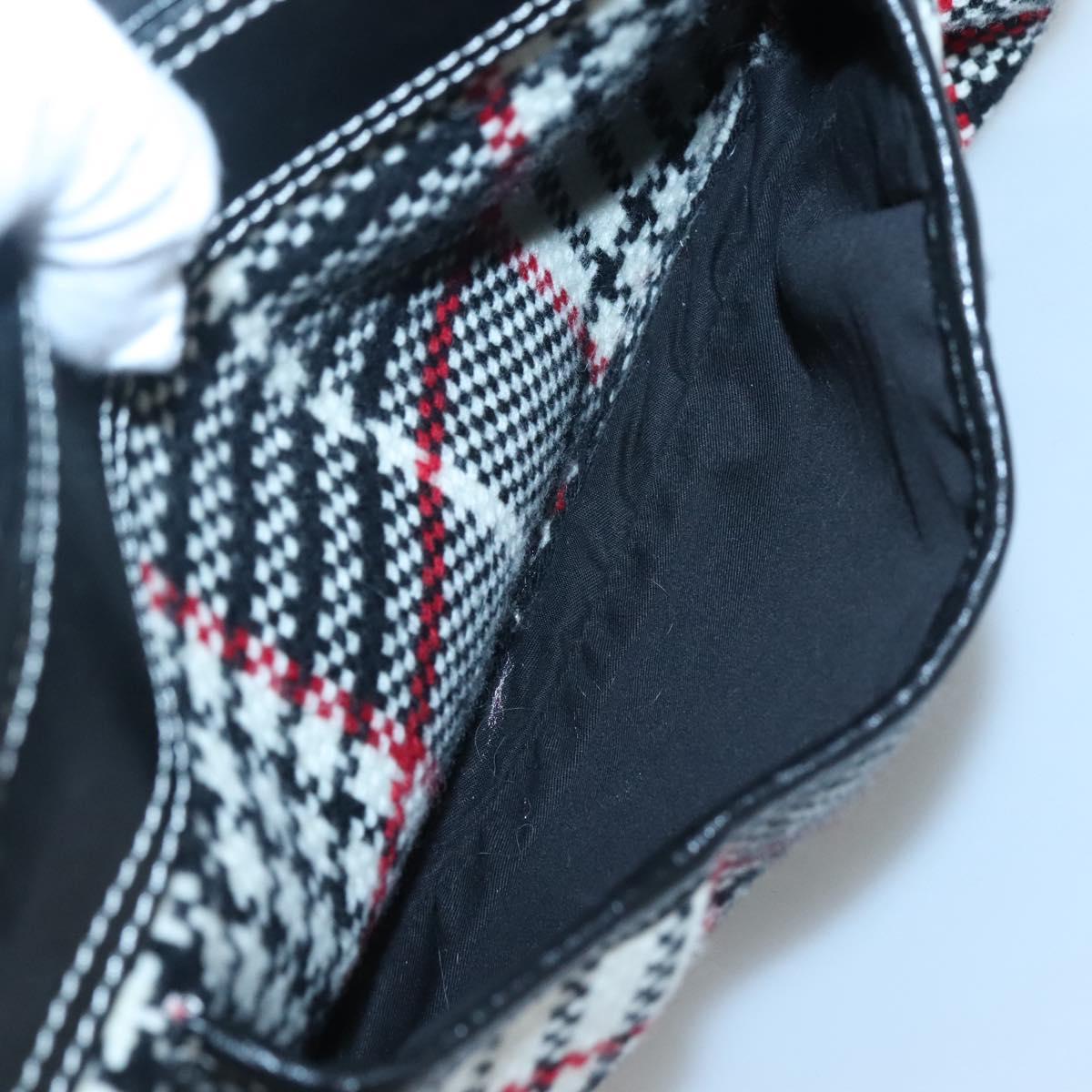 BURBERRY Nova Check Blue Label Hand Bag Wool Black Auth bs25149