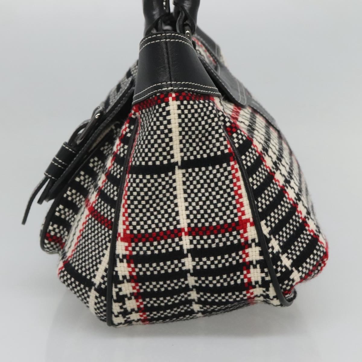BURBERRY Nova Check Blue Label Hand Bag Wool Black Auth bs25149